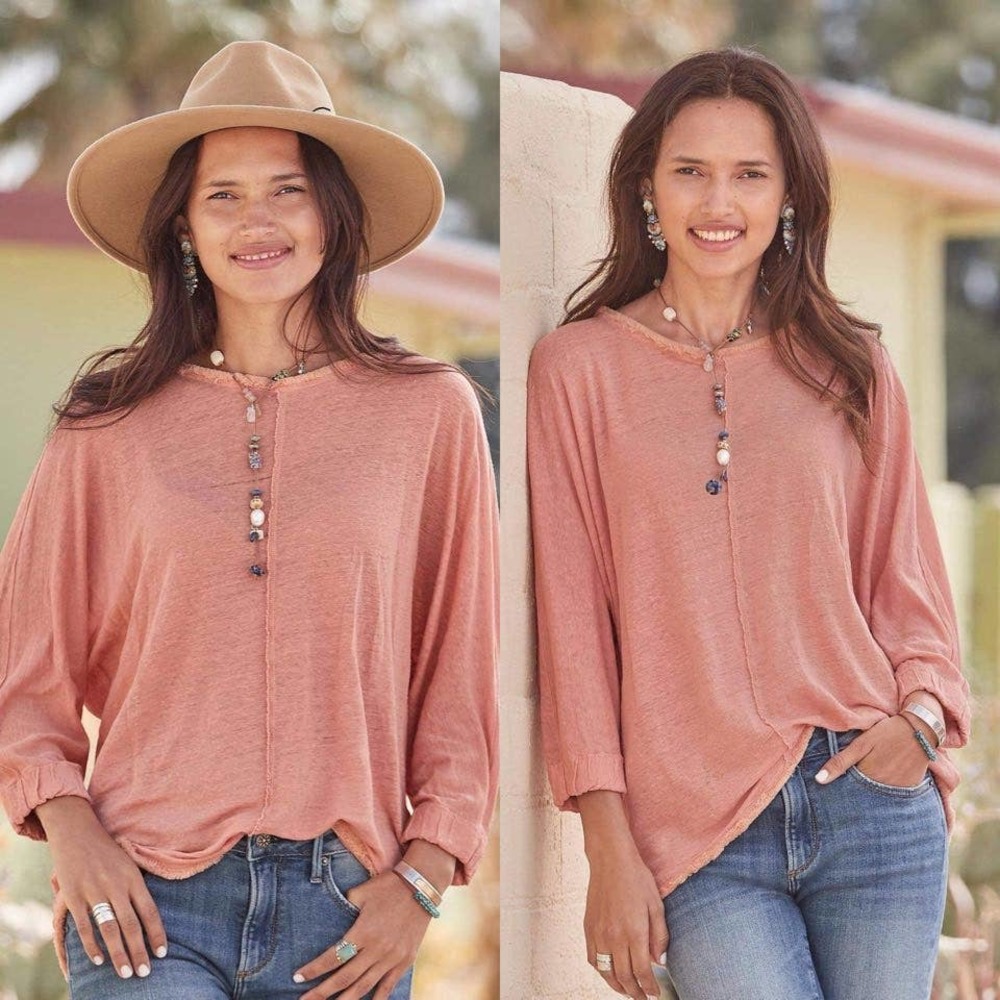 Sundance Ariane Linen Fringe Dolman Sleeve Top